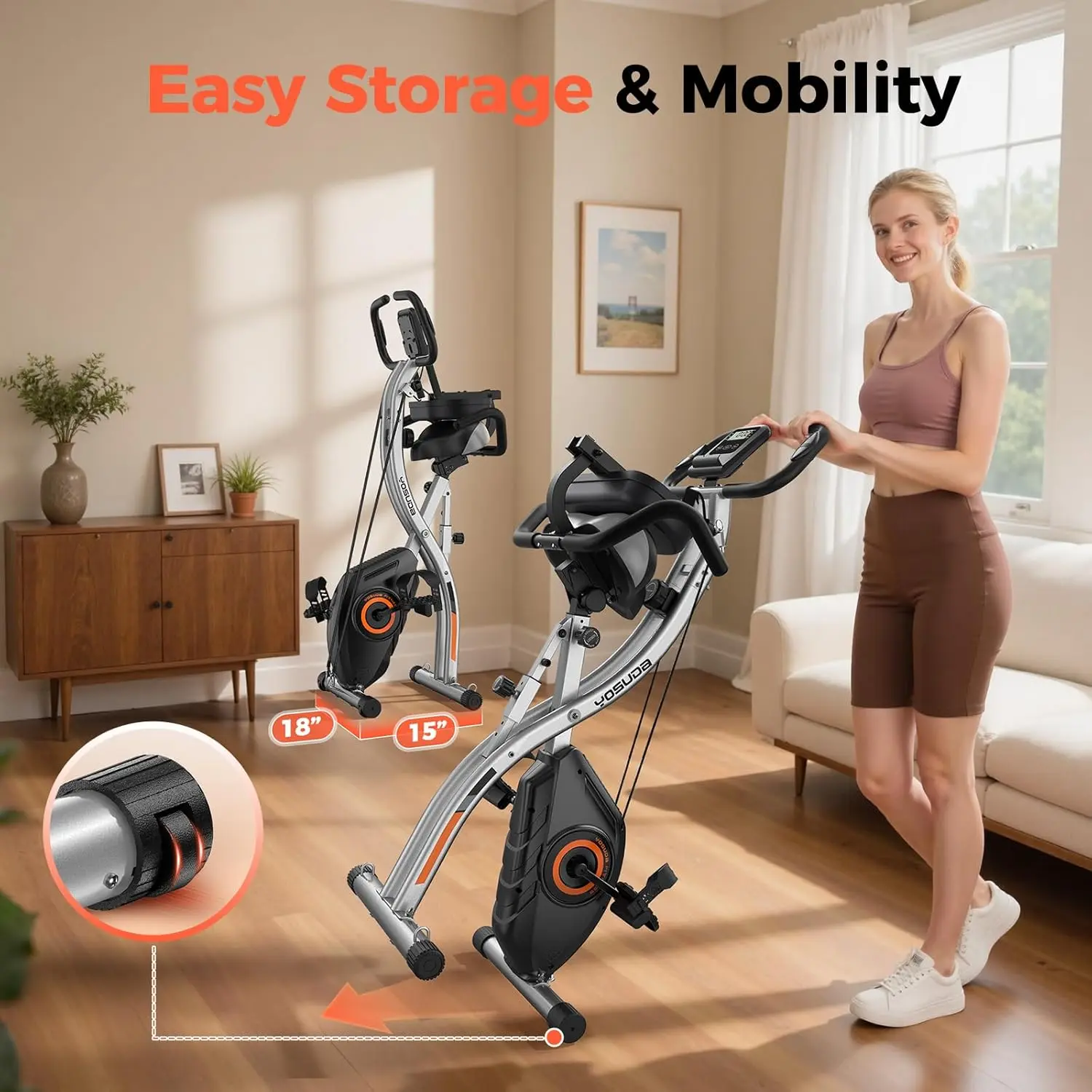 live onlyYOSUDA Folding Exercise Bike - 5 IN 1 Foldable Stationary Bike  for Home Gym Workout,