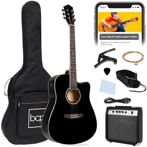 Best Choice Products Beginner Acoustic Electric Guitar Starter Set 41in w/ All Wood Cutaway Design, Case Best Choice Products Beginner Acoustic Electric Guitar Starter Set 41in w/ All Wood Cutaway Design, Case