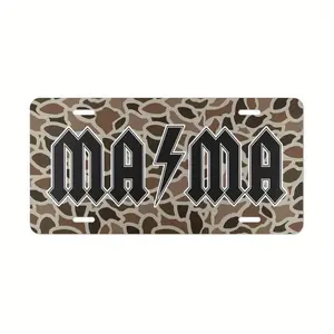 US 2025 TikTok shop Back To SchoolOld School Camo with "Lightning Bolt Mama" Vanity Plate, License Plate, Gifts for Her, Hunting Gifts, Aluminum Front License Plate - 6x12 - inch