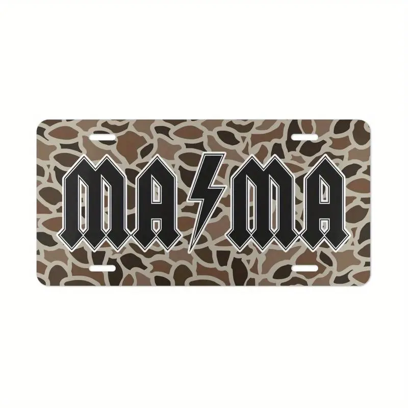 US 2025 TikTok shop Back To SchoolOld School Camo with "Lightning Bolt Mama" Vanity Plate, License Plate, Gifts for Her, Hunting Gifts, Aluminum Front License Plate - 6x12 - inch summervibes