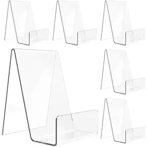 6 Pack Acrylic Book Stand, Clear Easel Stand for Display, Book Display Holder, Display Stand for Album, CD, Magazine, Postcard, Picture, Plate, Artworks, Phone, Tablet
