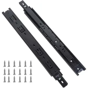 2 count 14 Inch Full Extension Ball Bearing Drawer Slides Heavy Duty Side Mount Cabinet Rails Tool Box, Keyboard Glides Rails Rack, Black
