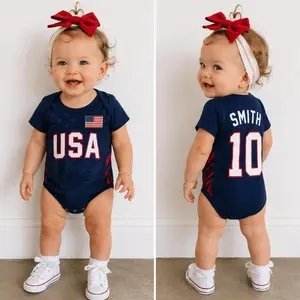 Custom USA Baby  Bodysuit, Personalized UJersey Onesie, Custom Name Number Infant Outfit, Baby Girl Gift