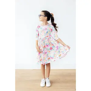 Field of Flowers 3/4 Sleeve Pocket Twirl Dress