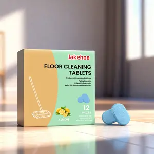 Floor Cleaning Tablets, 12 Pieces, Lemon Scent, Daily Home Floor Cleaner, Stain Removal, Fresh Fragrance, Convenient Care Tablets