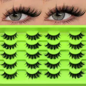 GROINNEYA 10 Pairs Manga Style Lashes Glam Volume Lashes Thick, Fluffy, Dramatic Makeup False Eyelashes Wispy Faux Mink Eyelashes Wet Look Fake Lashes Versatile Stylish Full Strip Lashes,Soft Lightweight Natural,Suitable For Any Occasion