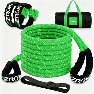 ZROK Kinetic Recovery Tow Rope Kit, 48000lbs Heavy-Duty Stretch Nylon Snatch Strap with 2pcs Soft Shackles for Offroad Vehicles, SUVs Elastic
