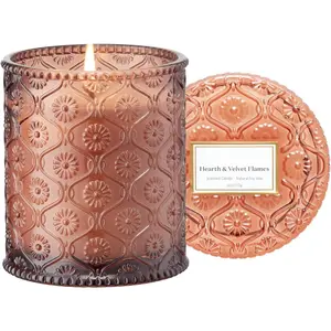 Hearth &  Fmes Candle - Saffron, Clove, Vanil | 6 oz  Soy Wax | 40 Hours Clean  | Elegant  Decor | -Ready for Hosts & Gatherings