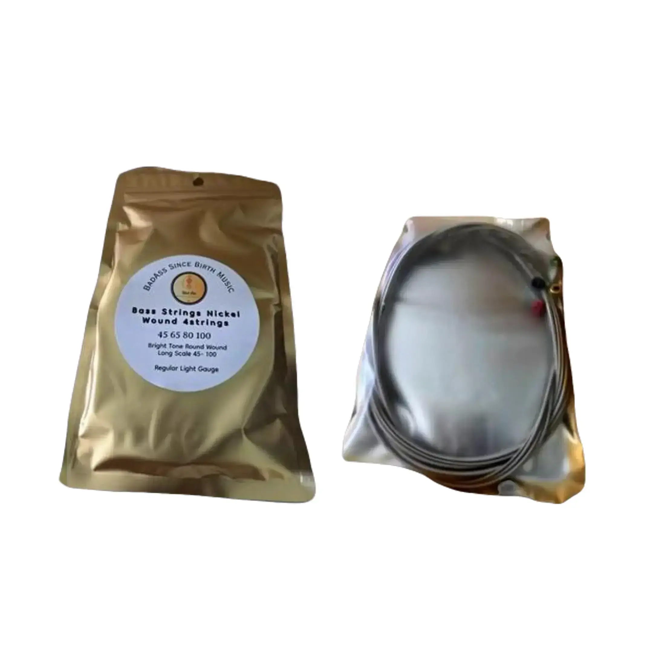 Badass Roundwound Metallic Nickel Bass Guitar String Set - 0.045 Light Gauge (45-100), Durable, Bright Rich Tone, Stable Tuning, Versatile Playing