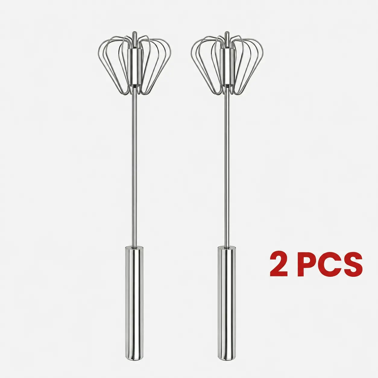 Food-Grade Stainless Steel Hand-Push Rotary Whisk, Rust-Resistant Semi-Automatic Mixer with Riveted Structure, Practical Kitchen Tool for Eggs, Coffee & Cooking, Easy to Clean10