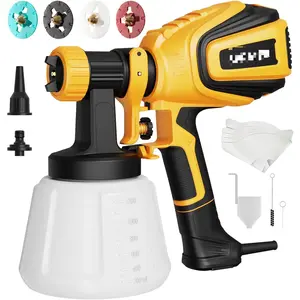 Paint Sprayer, 700W HVLP Spray Gun with Cleaning & Blowing Joints, 4 Nozzles and 3 Patterns, Easy to Clean, for Furniture, Cabinets, Fence, Walls, Door, Garden Chairs etc.