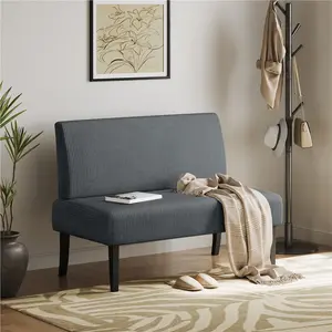 Yaheetech Mini Sofa Couch Armless Loveseat Futon for Bedroom, Corduroy Fabric & Easy Assembly, for Small Spaces Living Room,Dorm,Office,Apartment