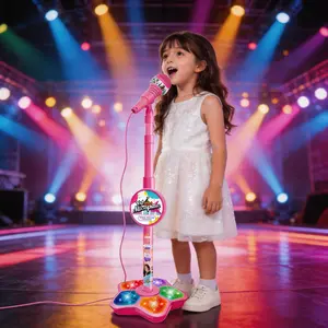 Portable Colorful LED Light Karaoke Microphone Toy – Built-in music + Bluetooth connectivity! Boosts your child's happiness and confidence, letting them feel like a pop star anytime! Perfect birthday, Christmas, Easter gift for kids ages 3-8 Kpop