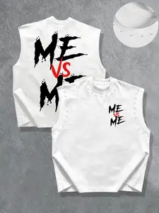Summer Shiny Rhinestone Vest, Graphic Letter Pattern Sleeveless Top, Casual Loose-Fit Breathable Streetwear for Outdoor Activities