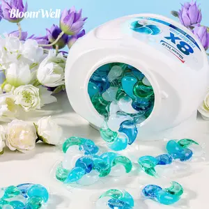BloomWell 4-in-1 Laundry Pods, Scented Laundry, 60-Count Capsules Ultra-Concentrated Laundry Detergent Beads, 8X Deep Clean Power, Long-Lasting Freshness with Ocean Mirage Fragrance Eco-Friendly Pacs, Various Laundry Needs