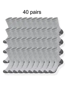 Men's Classic Crew Socks, Breathable and Comfortable, Striped Knit Fabric, Polyester Material, All Seasons