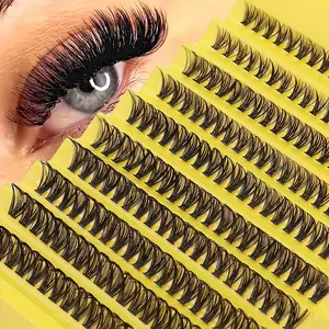 200 Individual Lashes Cluster Fake Eyelashes for Natural Look, 3D Russian Curl D Curl 0.07mm Mixed Sizes 9-16mm, Ideal Eye Makeup Tool, Eyelash Extensions