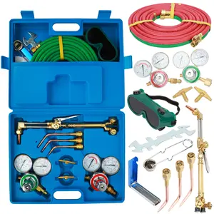 Oxygen Acetylene Torch Kit, Cutting Torch and Welding Kit, Oxy Gas Welding Cutting Brazing Set, Gas Welding Kit, Portable Oxy Acetylene Torch Welder, With Nozzles, Regulator, Hose Gauges
