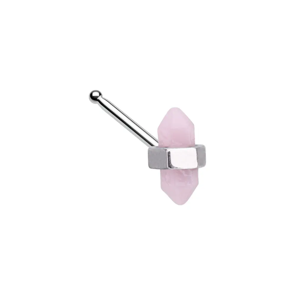 Crystal Shaped Nose Bone Stud - Stainless Steel