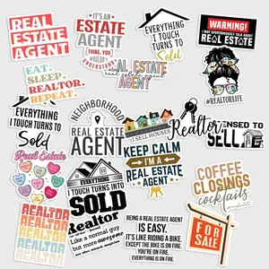Sticker Pack 20 Real Estate Agent Vinyl Sticker, Property Sales Career Decal for Laptop