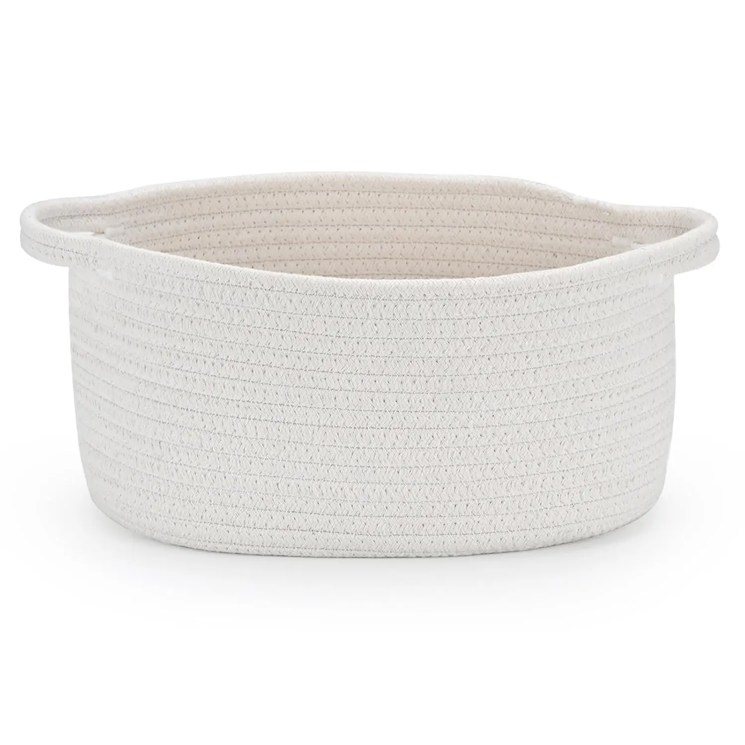 Woven Cotton Rope Rectangular Storage Basket with Handle, 13x8x6" Portable Organizer Storage, Empty DIY Gift Basket for Baby Shower, Cute Home Organizer Decor