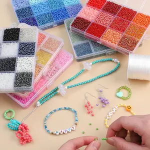 3mm Multicolor Glass Seed Beads Kit 12 Grid Organizer Box ≈6000pcs for DIY Bracelet Necklace Jewelry Making