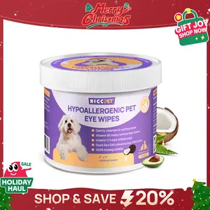 Eye Wipes for Dogs & Cats, HICC PET Hypoallergenic Dog Eye Wipes Cleaner, Natural Cleaning Grooming Pet Wipes Gently Remove Tear Stain, Eye Debris, Discharge, Mucus, Non-Irritating, Unscent, 100 PCS Large  Pet Grooming Eye#petlife