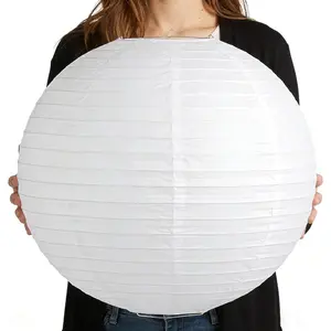 10Pcs 16 Inch Jumbo White Hanging Chinese Japanese Paper Lantern Lamps for Wedding Graduation Birthday Party Home Restaurant Church Decorations
