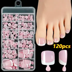 120 Pcs Nude French Toe Nail Tips · Short Press-On Toenails · DIY Pedicure False Toenail Set