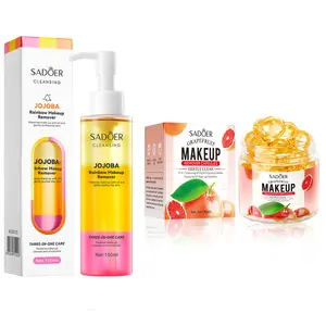 Rainbow 3-in-1 Postbiotic Cleansing Oil and Grapefruit Nourishing Capsules Set | Deep cleansing, nourishing,Fast Dissolve Eye & Lip Makeup, Water-Like Non-Sticky Texture,christmas gift