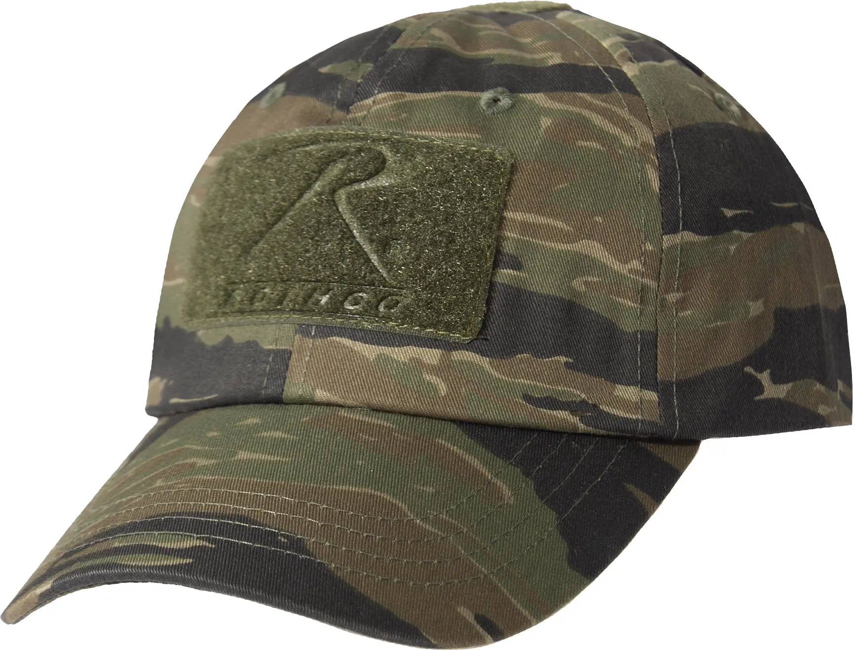 Unisex Tiger Stripe Camo Army Adjustable Hat - Tactical Milsim Gear with 3.75" Front Tape Field, Back Loop Field, Patch, Unstructured Breathable Cloth, One Size Sports & Outdoor Accessory