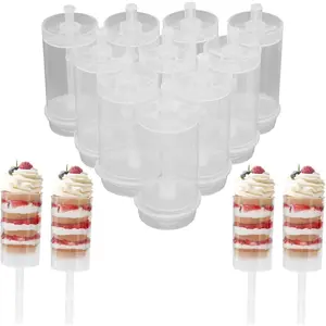 Cake Push Pop Containers: 10 Pack Cake Push Pops With Lids For Cupcake Confetti Homemade Ice Cream Desserts (10)