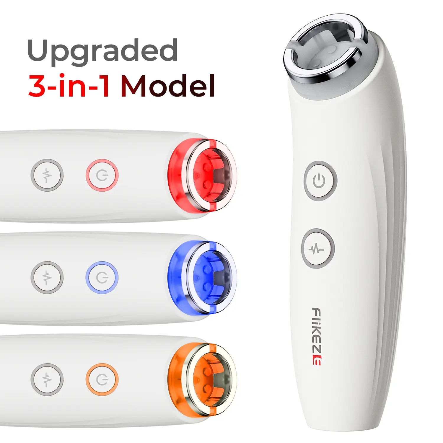 FliKEZE VacuLift Trio 3-in-1 Beauty Device (featuring vacuum therapy, tri-color LED light therapy, and adjustable microcurrent; Pearl White) — firms the skin, lifts the face, and alleviates morning puffiness.