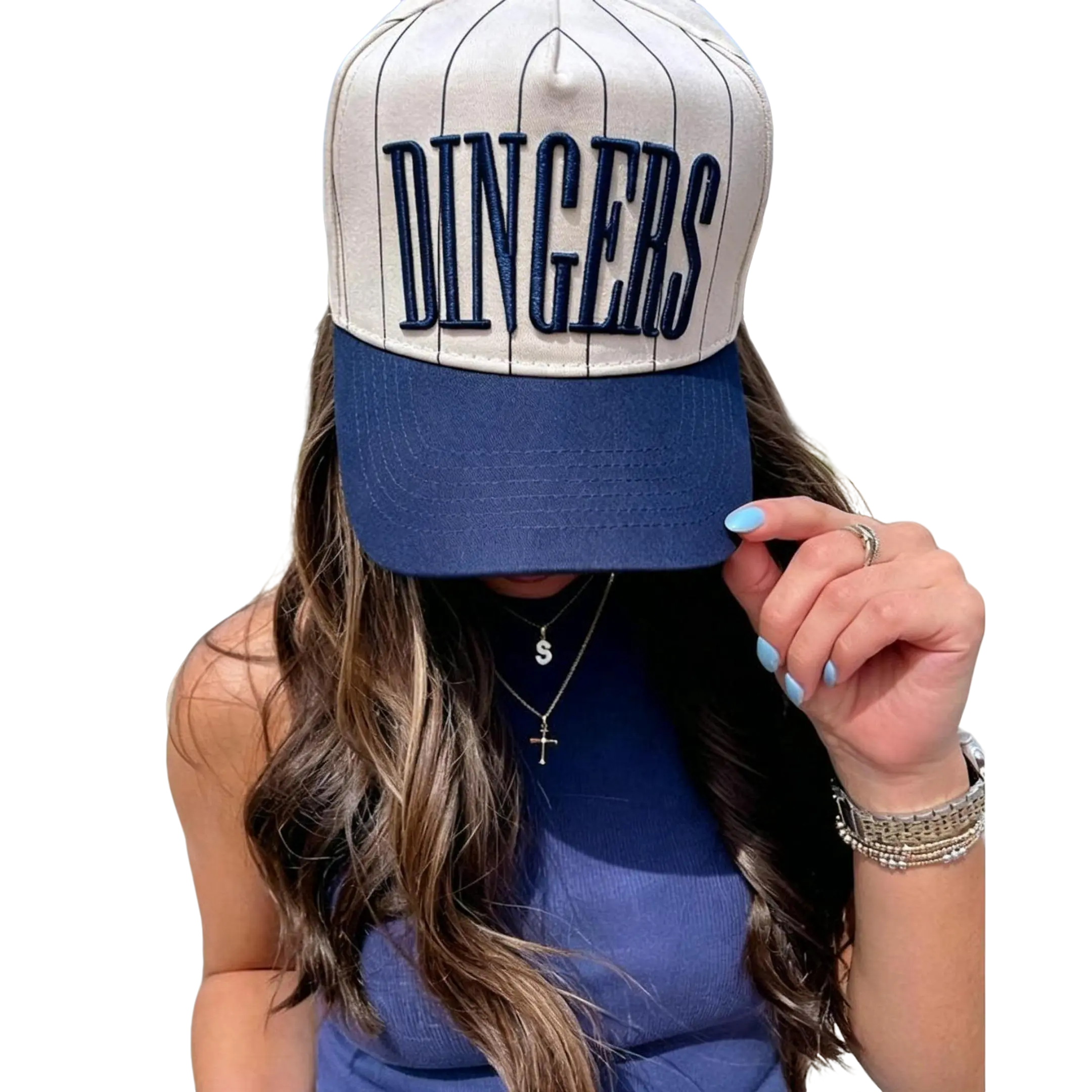 Vintage Pinstripe Trucker Hat with Dingers 3D Embroidery, Adjustable Unisex Streetwear Cap for Game Day, Adjustable Streetwear Hat, Adjustable Outdoor Cap, Casual Hat