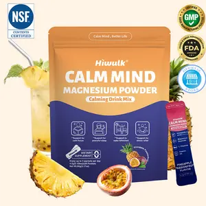 Hiwulk Calming Drink Mix – Pineapple Passionfruit Flavor – With Ashwagandha Magnesium L-Theanine & Vitamin D3 – Supports Cortisol Balance Mood  Sleep Helps Manage Stress – 20 Travel Packets Essential Minerals Supplement Calm Supplements magnesium complex