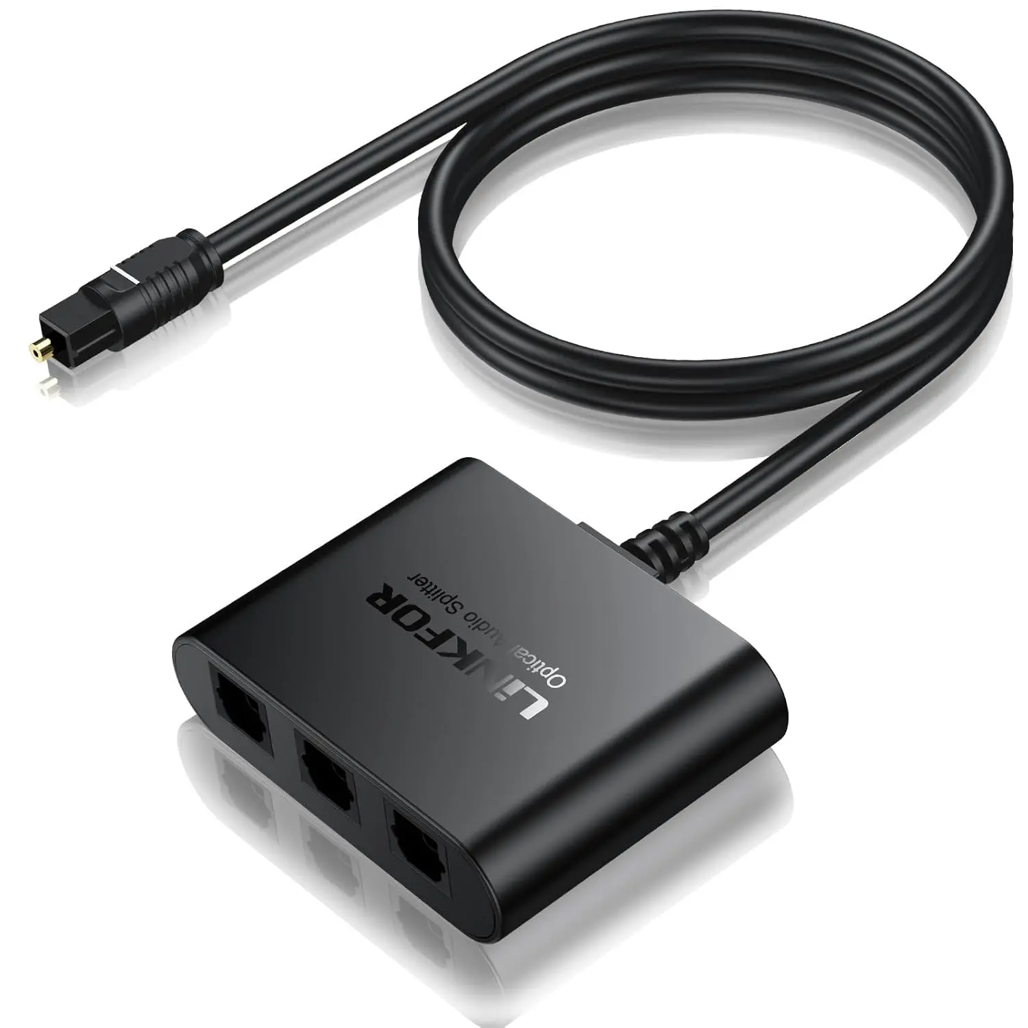 LiNKFOR Optical Cable Splitter 1x3 SPDIF Toslink with 1PCS Optical Audio Cable Toslink Splitter 1 in 3 Out Support LPCM 2.0 DTS Dolby-AC3 Compatible with PS3 DVD HDTV STB Etc