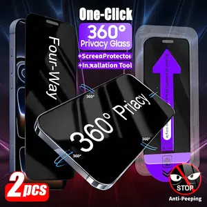 2-Pack 360° Anti-Spy Tempered Glass Screen Protector, Privacy Shield, Fingerprints & Dust Resistant, Fits iPhone 17-11 Pro Max,Pro、plus Easy Install