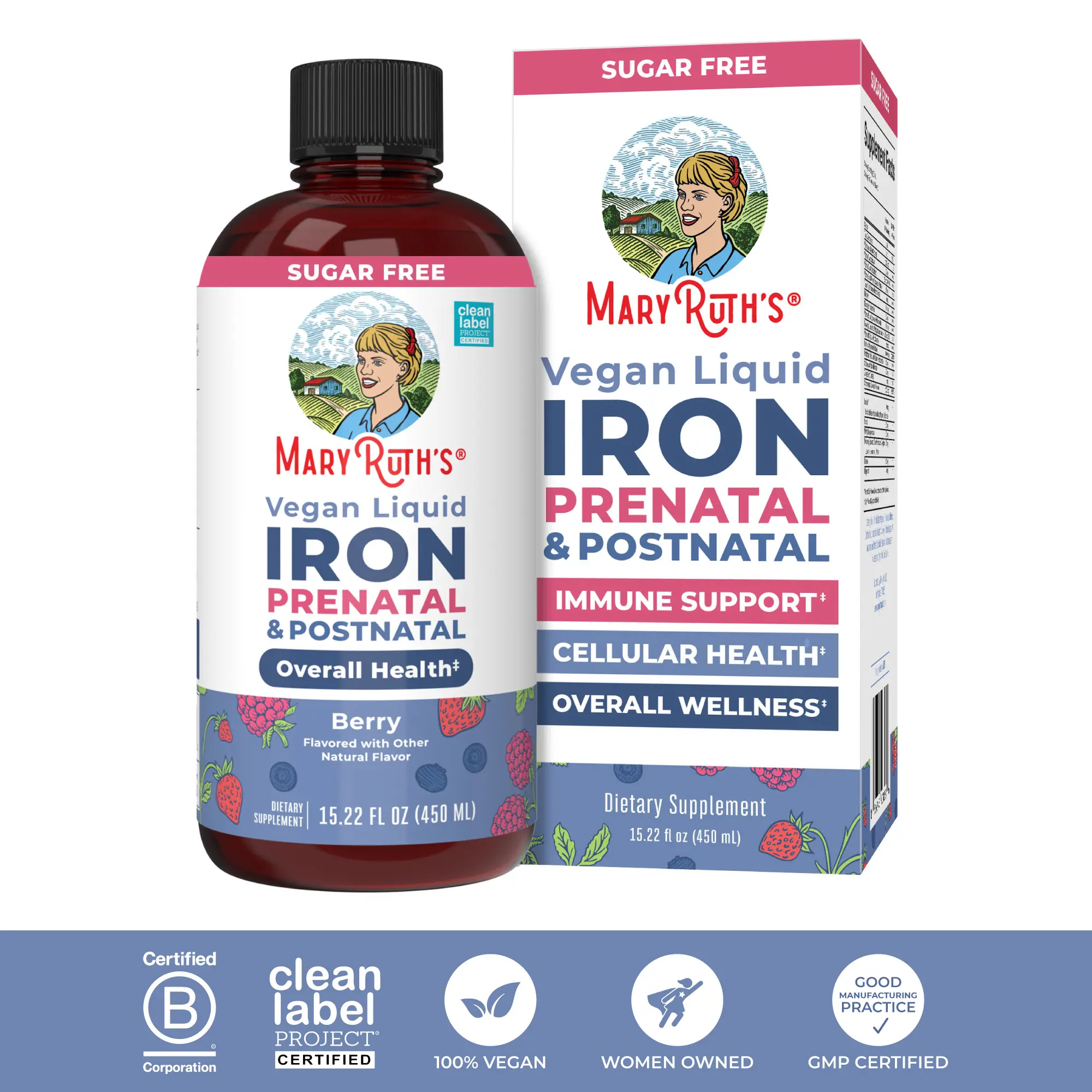MaryRuth's Prenatal & Postnatal Liquid Iron - Liquid Iron Supplement for Pregnant & Lactating - Immune Support - Sugar Free - Vegan - 15.22 Fl Oz