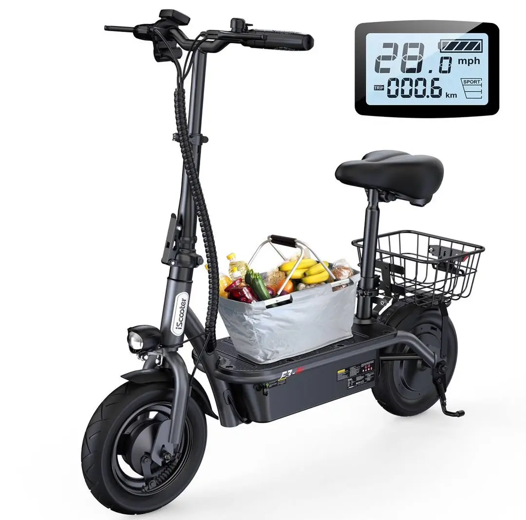iScooter 1000W Electric Scooter With Seat Long Range Commuting E-Scooter 28MPH