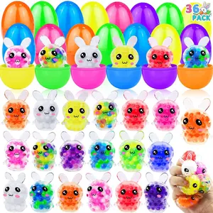 Easter 2026 Gift 36 Pack Prefilled Easter Eggs with Bunny Stress Balls Fidget Toys 12 Colors Stress Relief Squeeze Balls for Kids Boys Girls Easter Basket Essential Fillers Easter Egg Hunt Party Favors Classroom Prize