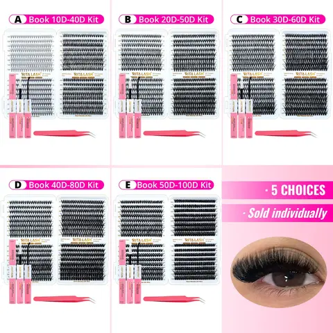 Mixed Size False Eyelashes, 640pcs/set Natural Look Eyelash Extensions, Self Grafting Eyelash Clusters, Curl Cluster Lashes, Volumized False Eyelash, Volume Lashes, DIY Eyelashes Kit, Water Proof Lightweight Cosmetic, Festival Lash Extension