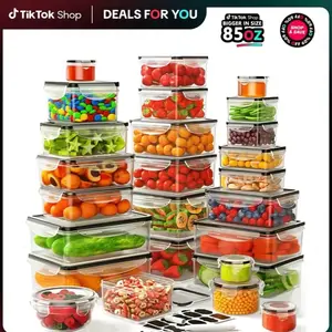 40 PCS Extra Large 85oz Airtight Food Storage Containers Set (20 Containers + 20 Lids), Leakproof, Reusable, Microwave & Dishwasher Safe, with Labels & Pen Silicone