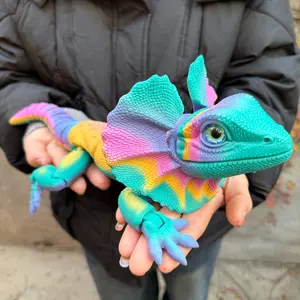 3D Printed Umbrella Lizard Statue, Articulating Animal Figurines, Realistic Eyes, High Precision Moveable Limbs, Perfect Decorative Gift, Party Favors, Valentine's Day Present, Articulated Animal Figurines
