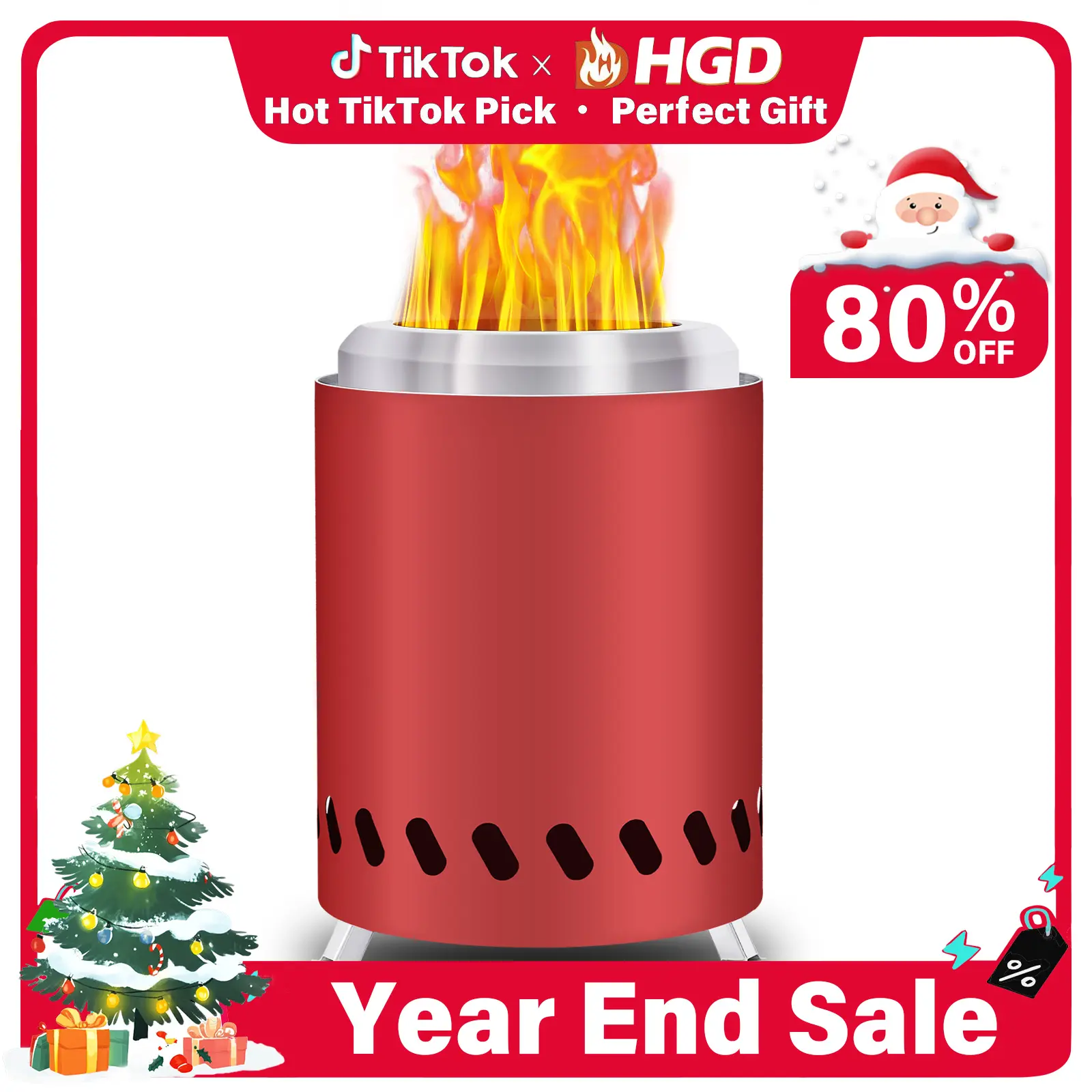 HGD  Tabletop Fire Pit - Smokeless, Stainless Steel Fire Pit for Camping, Outdoor & Patio- Wood Burning or Pellet Fueled Portable Bonfire,