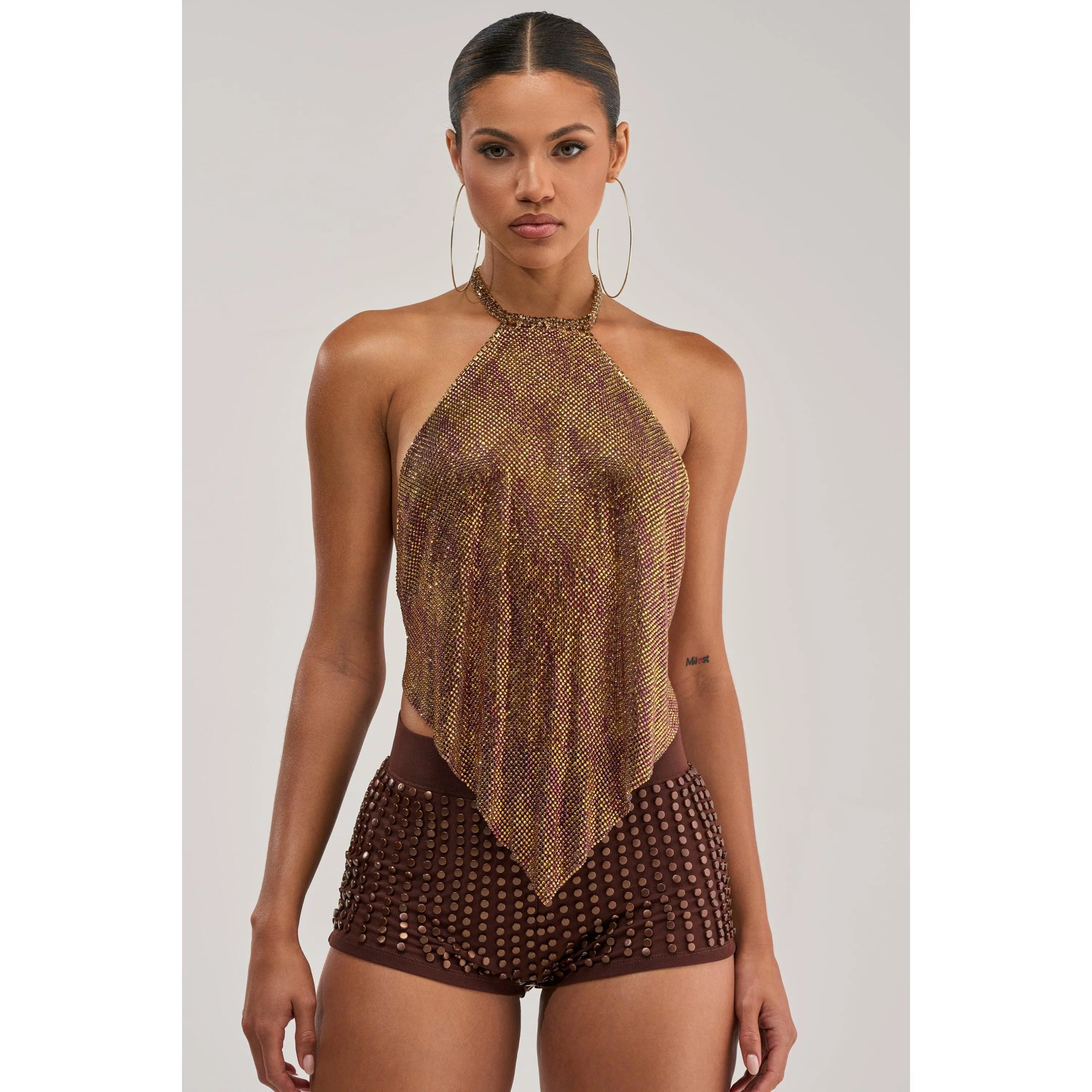 GOLDEN GLAM RHINESTONE TOP