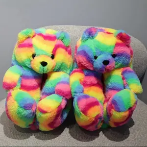 Rainbow Teddy Bear Slippers