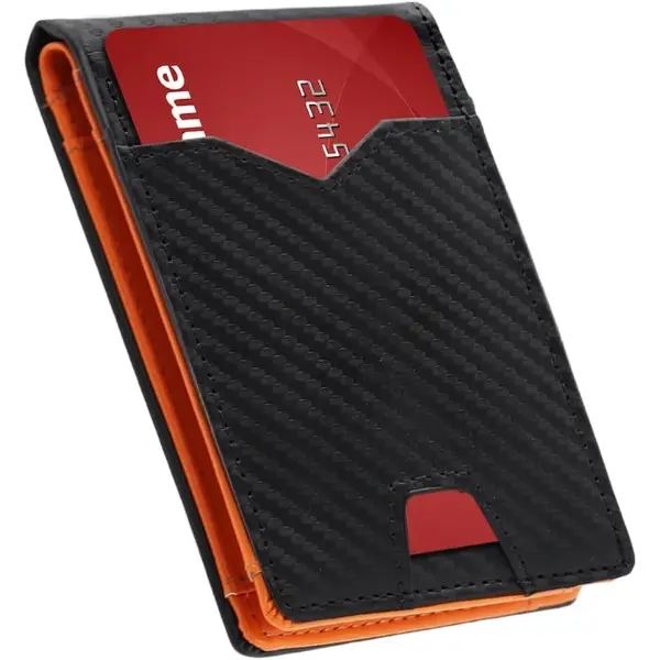 Men's Carbon Fiber Ultra-Thin Bi-Fold RFID Blocking Wallet - Compact, Fashion 10+ Card Holder, RFID Blocking Pouch, Slim Business & Travel Essential, Ideal Daily Gift (Compact & Fashion Men's Wallets), Compact Men's Wallets