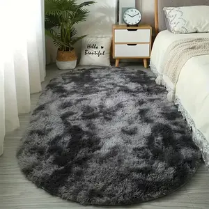 Oval Area Rug Plush Shaggy Fluffy Rug for Living Room Bedroom Nursery Kids Room Soft Velvet Floor Mat Home Decor Carpet