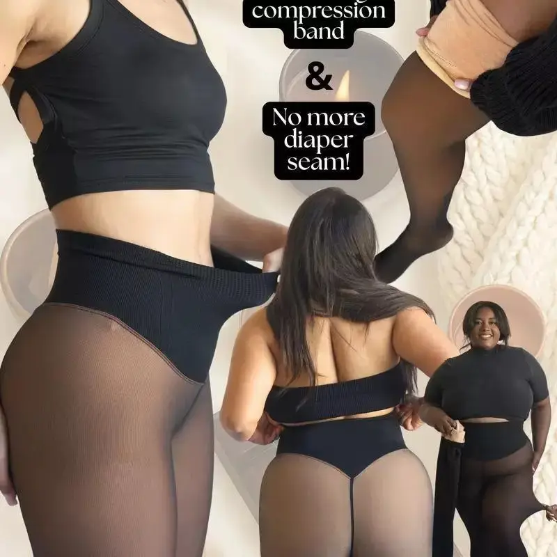2026 NEW COMPRESSION BAND & ONE SEAM OPTION! THE ORIGINAL MAGIC FLEECE LINED LEGGINGS - M TO 3XL - 3 SHADES - CLOSED FOOT - Fleece Tights Available in Plus Size and Light to Brown Fur Valentine's Day gift