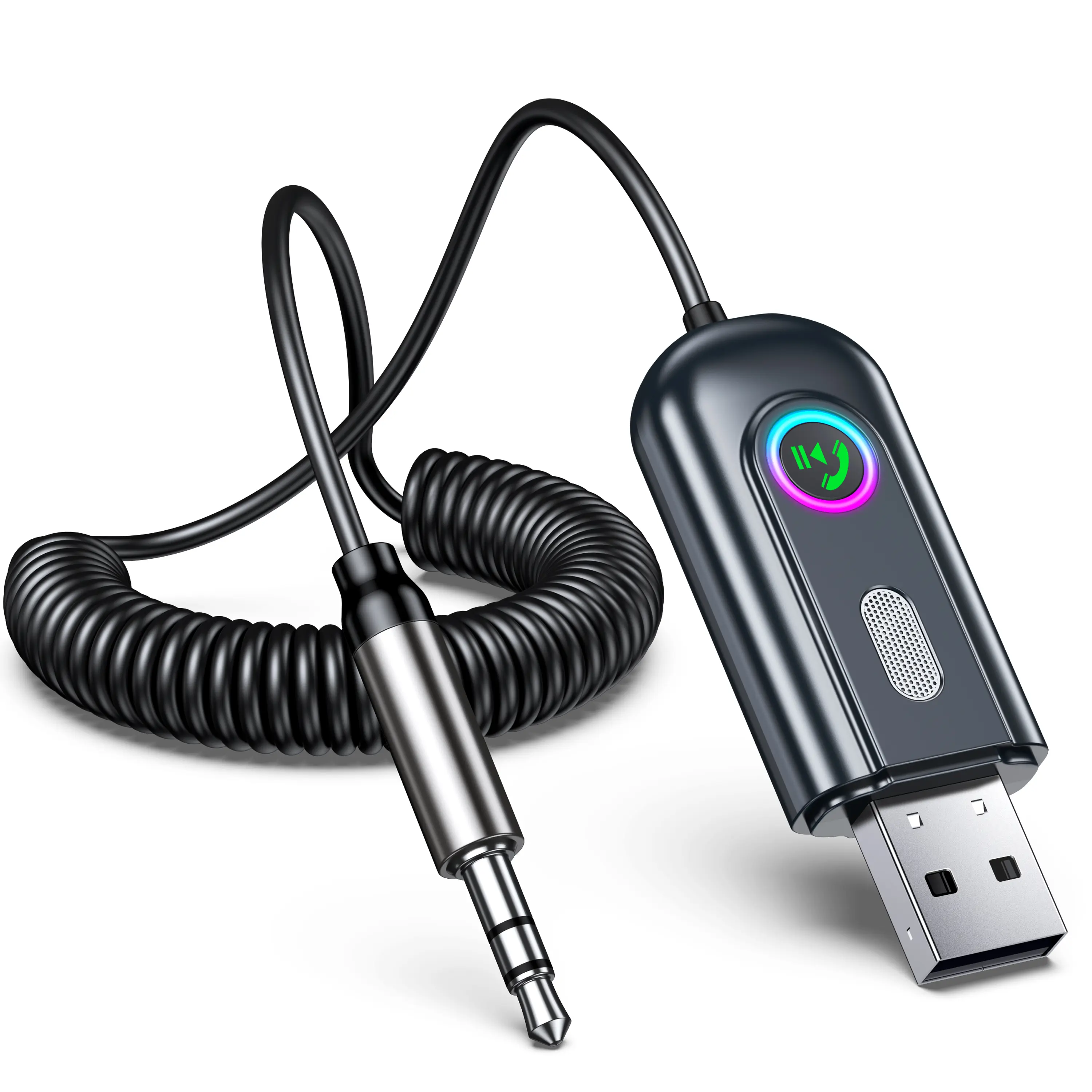 Bluetooth Car Adapter, Bluetooth Receiver 5.3 with 3.5mm Jack, Aux Bluetooth Adapter for Car, [Plug and Play] USB Hi-Fi Music Audio Adaptor Supports Hands-Free Calls and Home Stereo/Speakers